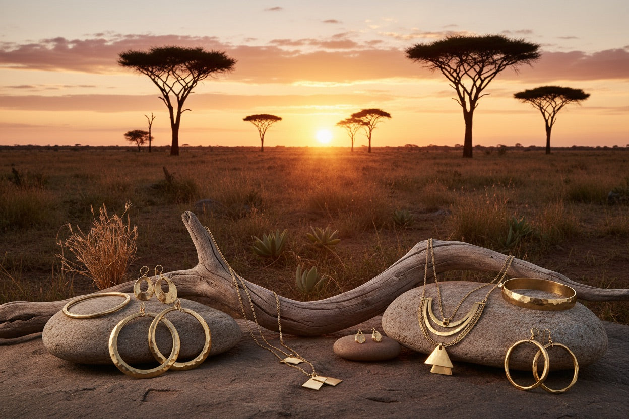 paysage africain début de soirée et bijoux