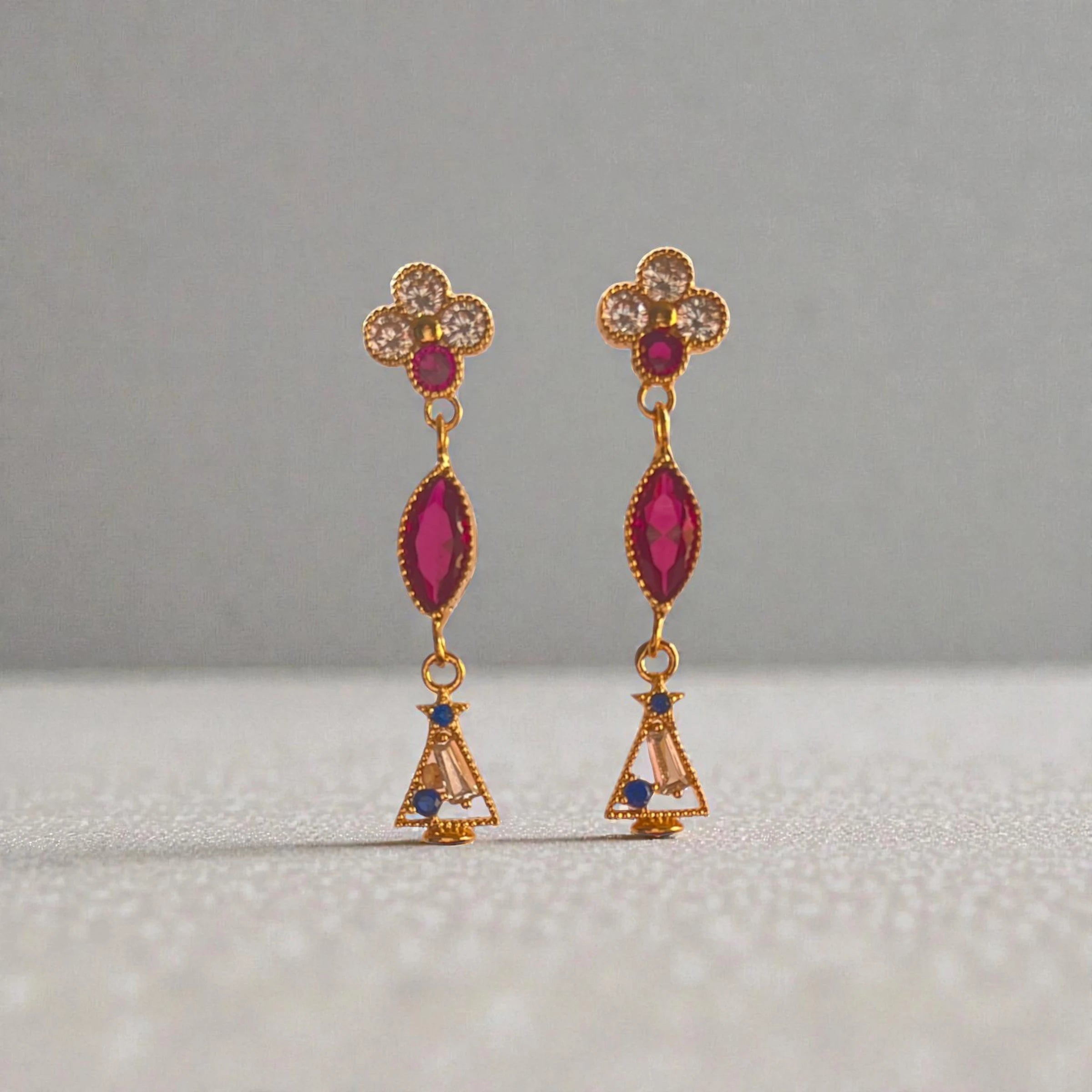 Représentation des boucles pendantes sur fond studio