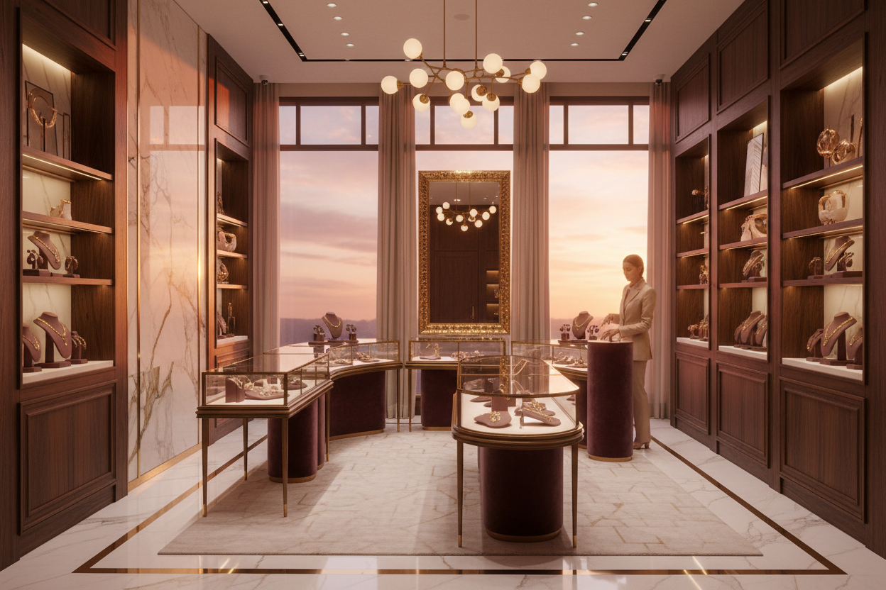 bannière page contact site représentant une boutique de standing de bijoux