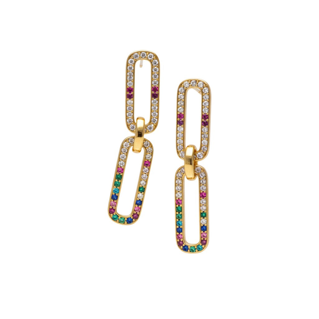 Boucles d'oreilles géométriques dorées à l'Or fin 24 carats