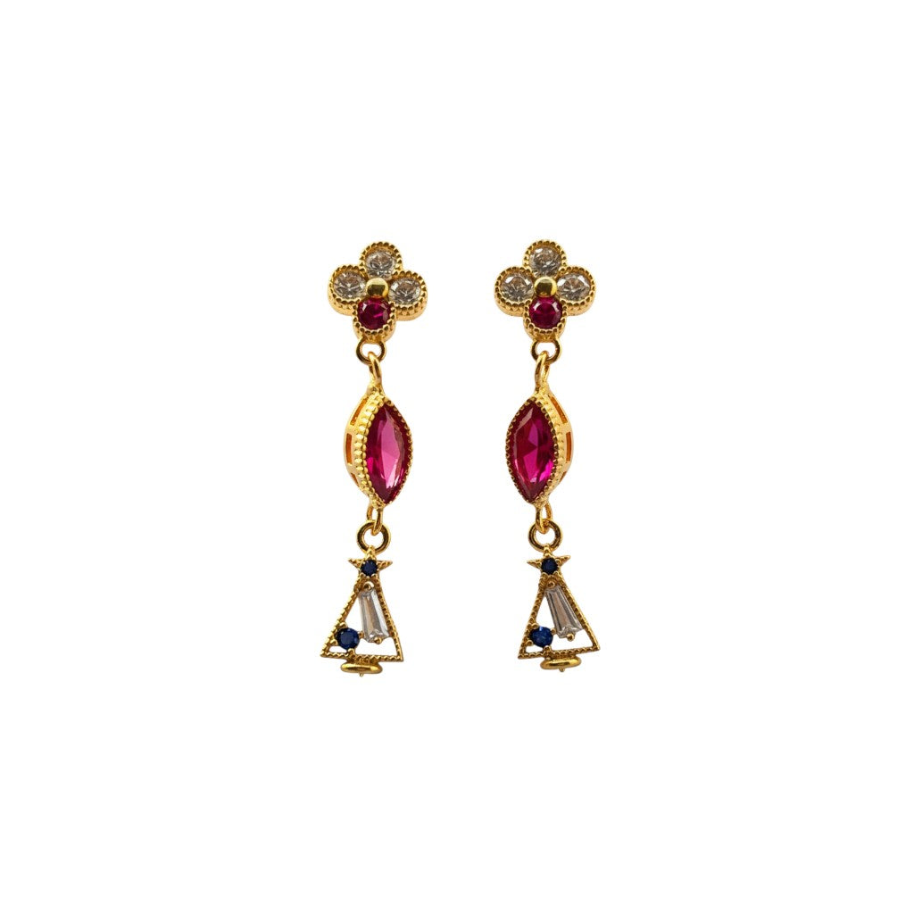 Boucles d'oreilles pendantes dorées à l'or fin 24 carats