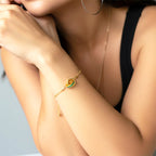 Représentation du bracelet à bélière porté sur le modèle femme