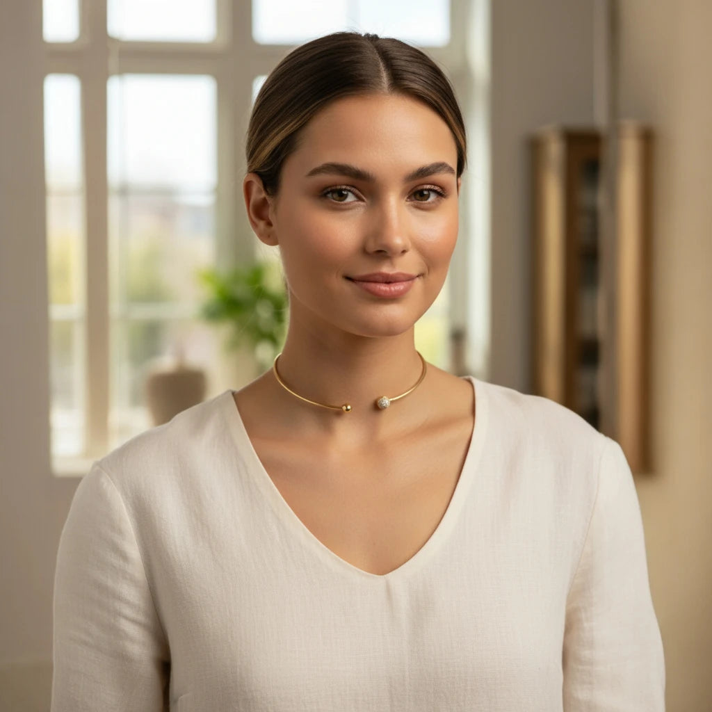Collier ras de cou doré à l’or fin 24 carats - Glow