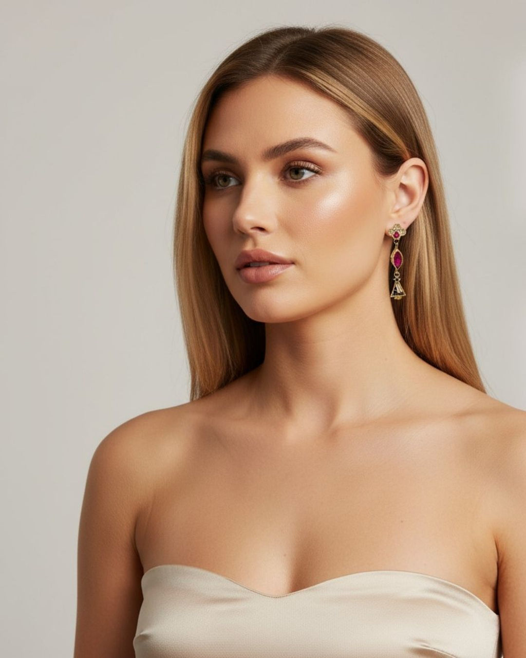 boucles pendantes sur modèle