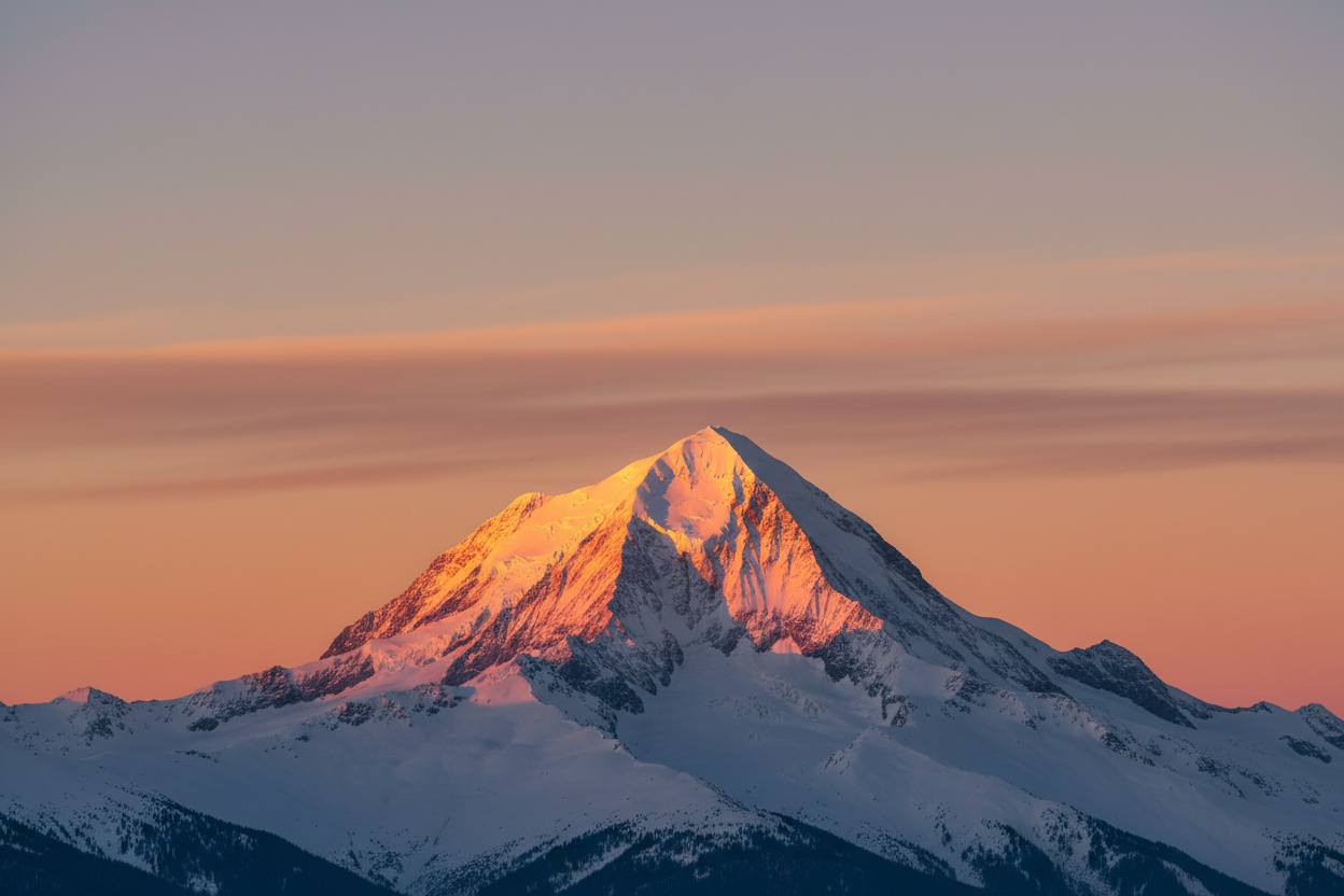 sommet enneigé coucher de soleil